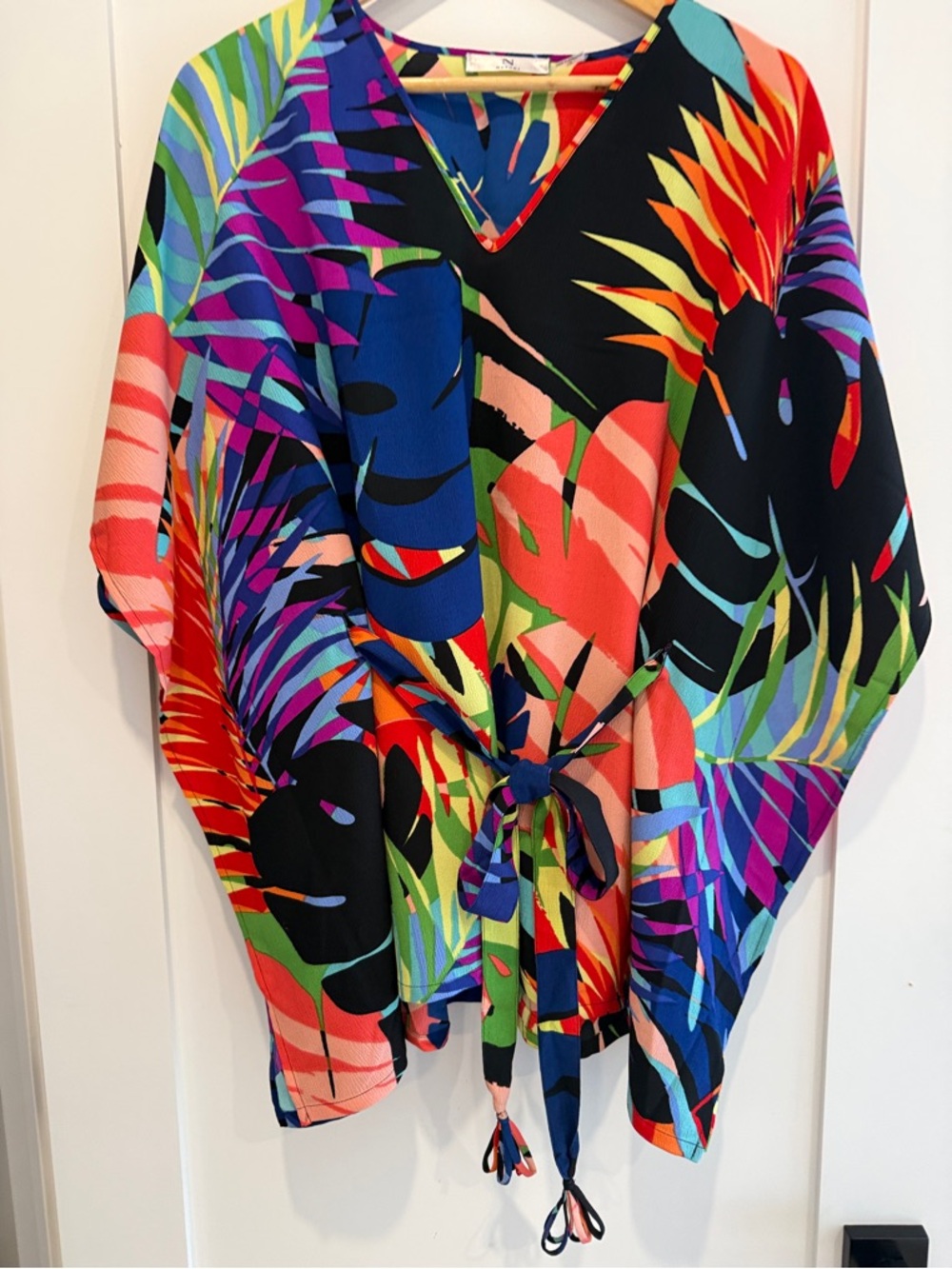 Natori BEACH Multicolor Tropical Tie-Front Tunic Coverup NWT